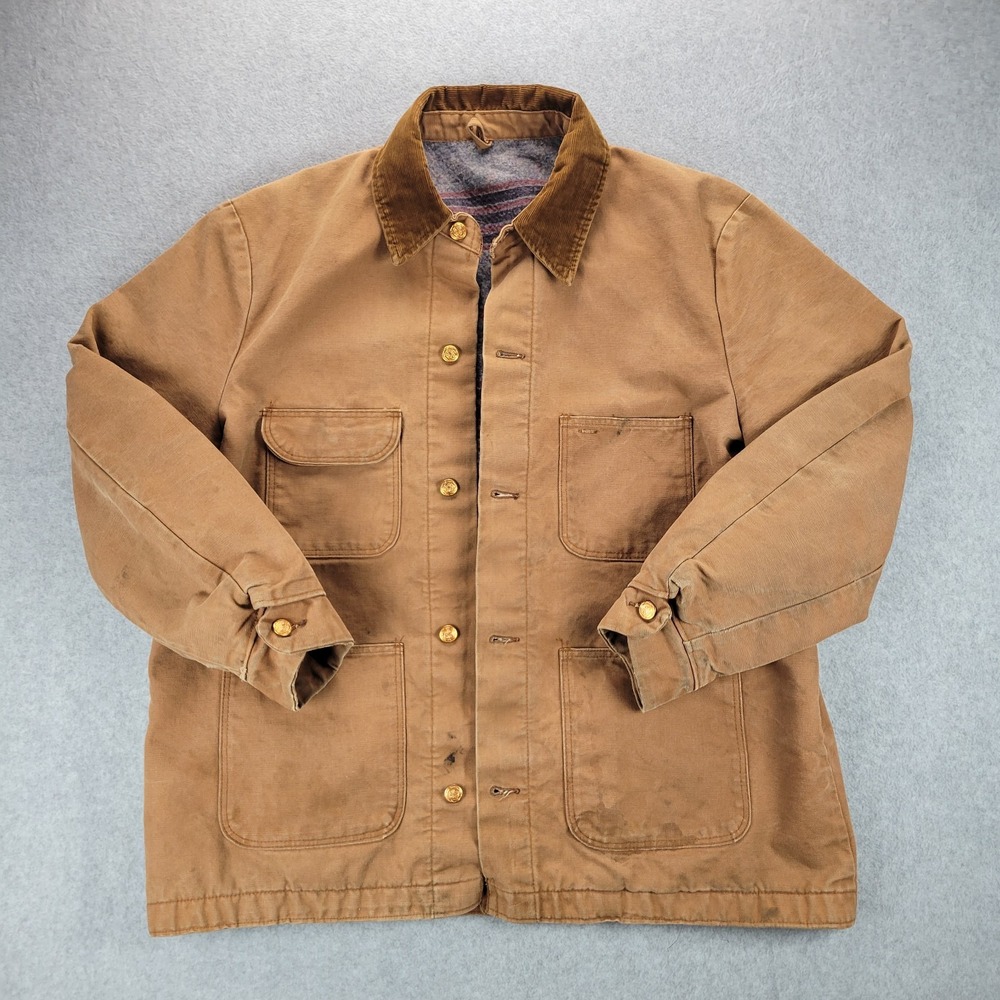 VTG Blue Bell Brown Tan Canvas Blanket Lined Chore Jacket‎ Size 46 Detroit